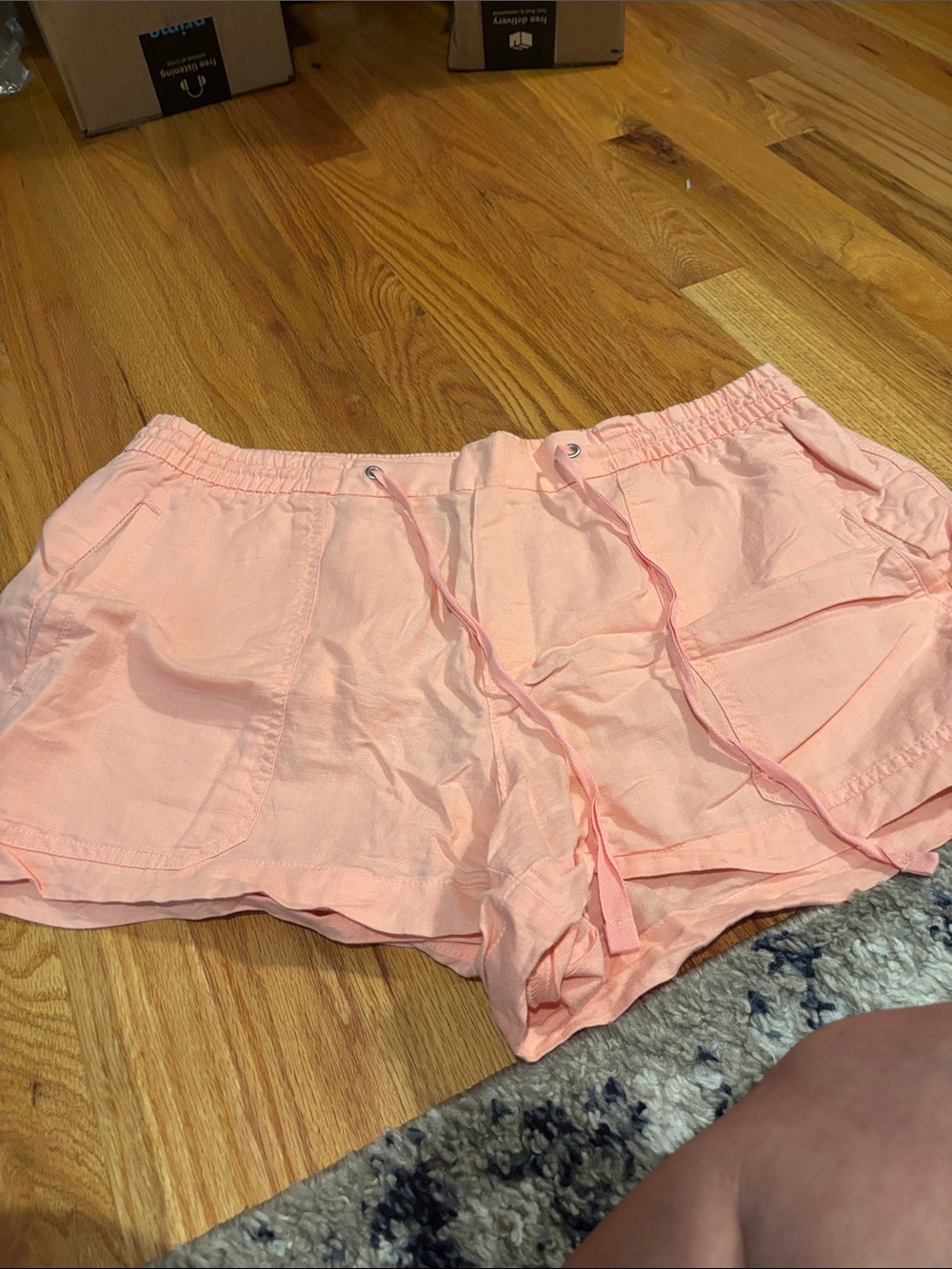 GAP Light Pink Drawstring Linen-Blend Athletic Shorts